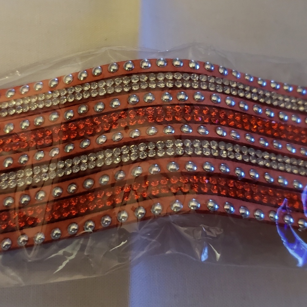 Orange leather bracelet